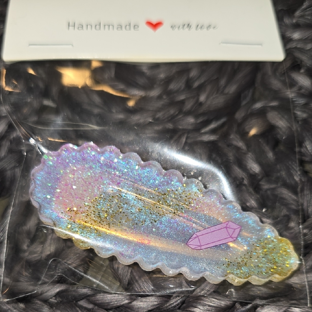 Handcrafted Iridescent Glitter Hair Clip